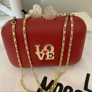 Rare Moschino Authentic Minaudière with Gold Crossbody Chain - NWOT